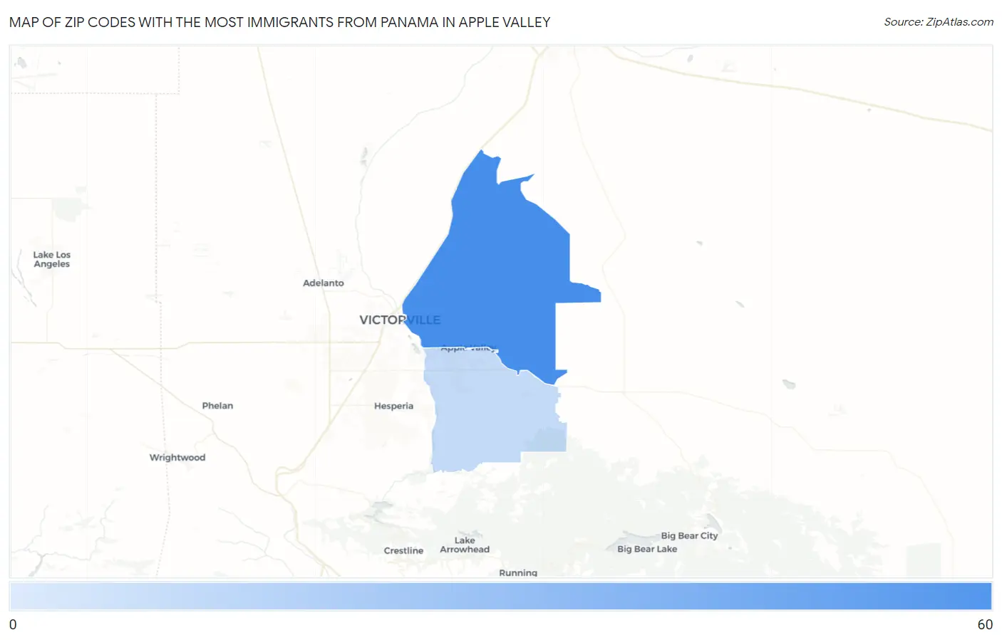 Zip Codes with the Most Immigrants from Panama in Apple Valley Map