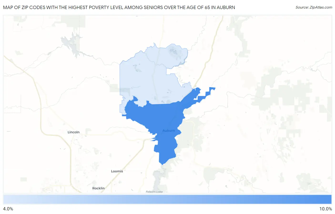 Zip Codes with the Highest Poverty Level Among Seniors Over the Age of 65 in Auburn Map