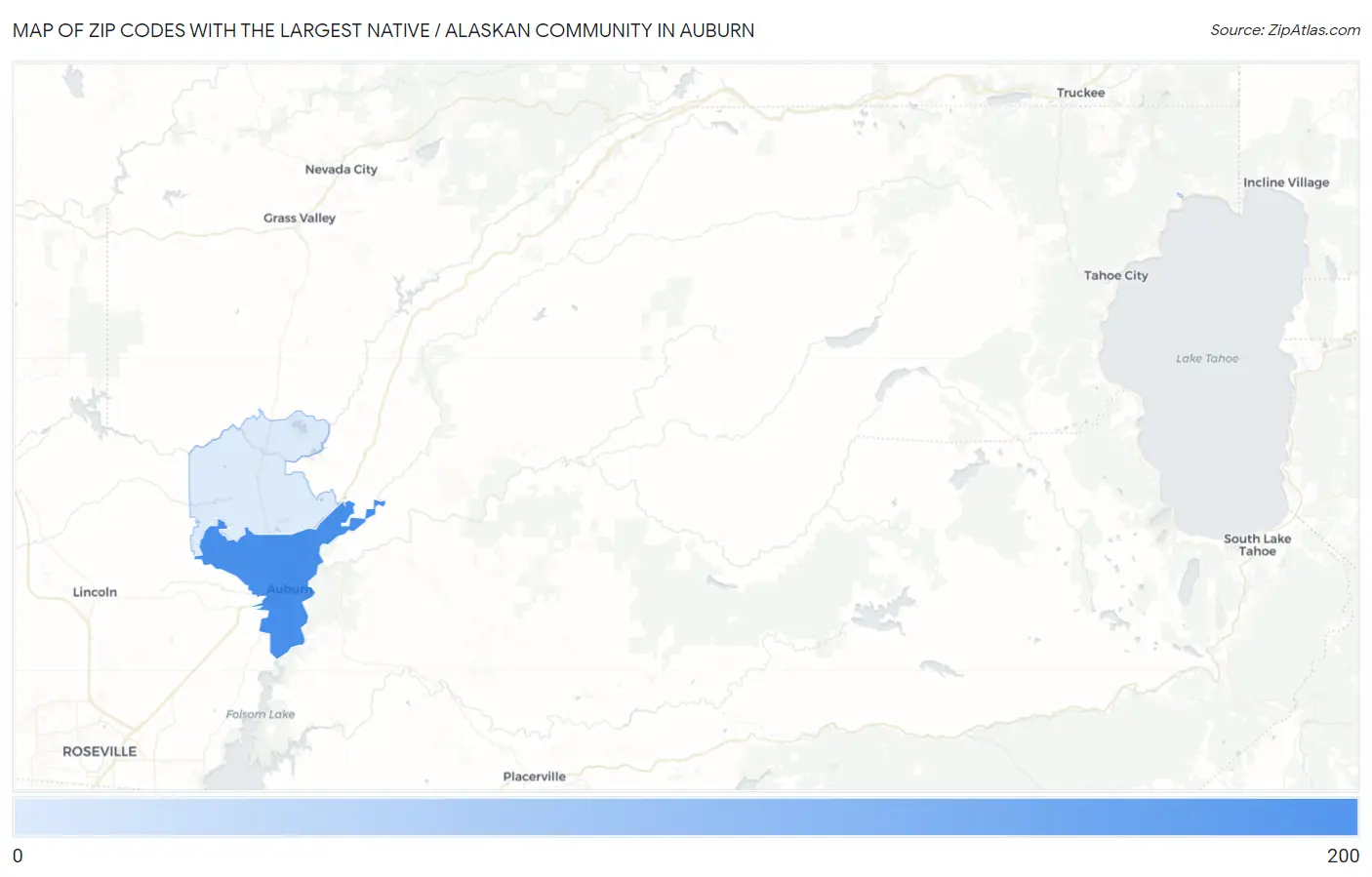Zip Codes with the Largest Native / Alaskan Community in Auburn Map