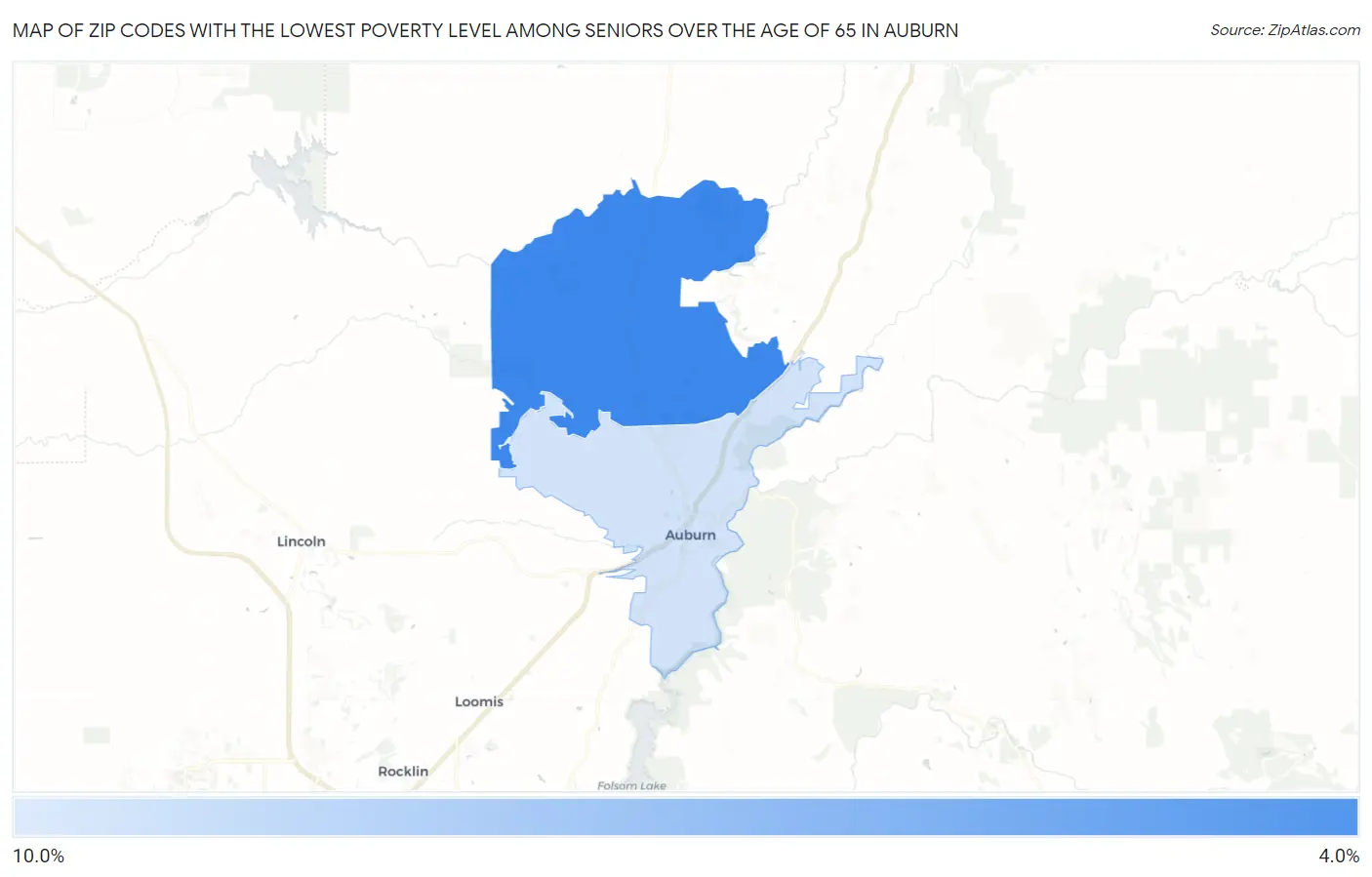 Zip Codes with the Lowest Poverty Level Among Seniors Over the Age of 65 in Auburn Map