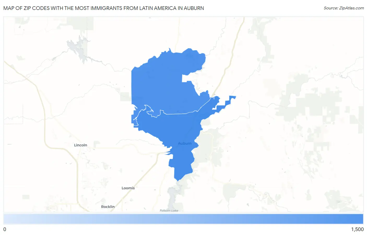 Zip Codes with the Most Immigrants from Latin America in Auburn Map