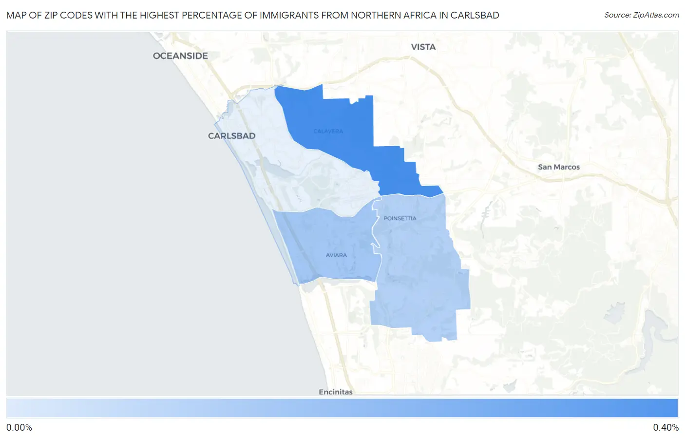 Zip Codes with the Highest Percentage of Immigrants from Northern Africa in Carlsbad Map