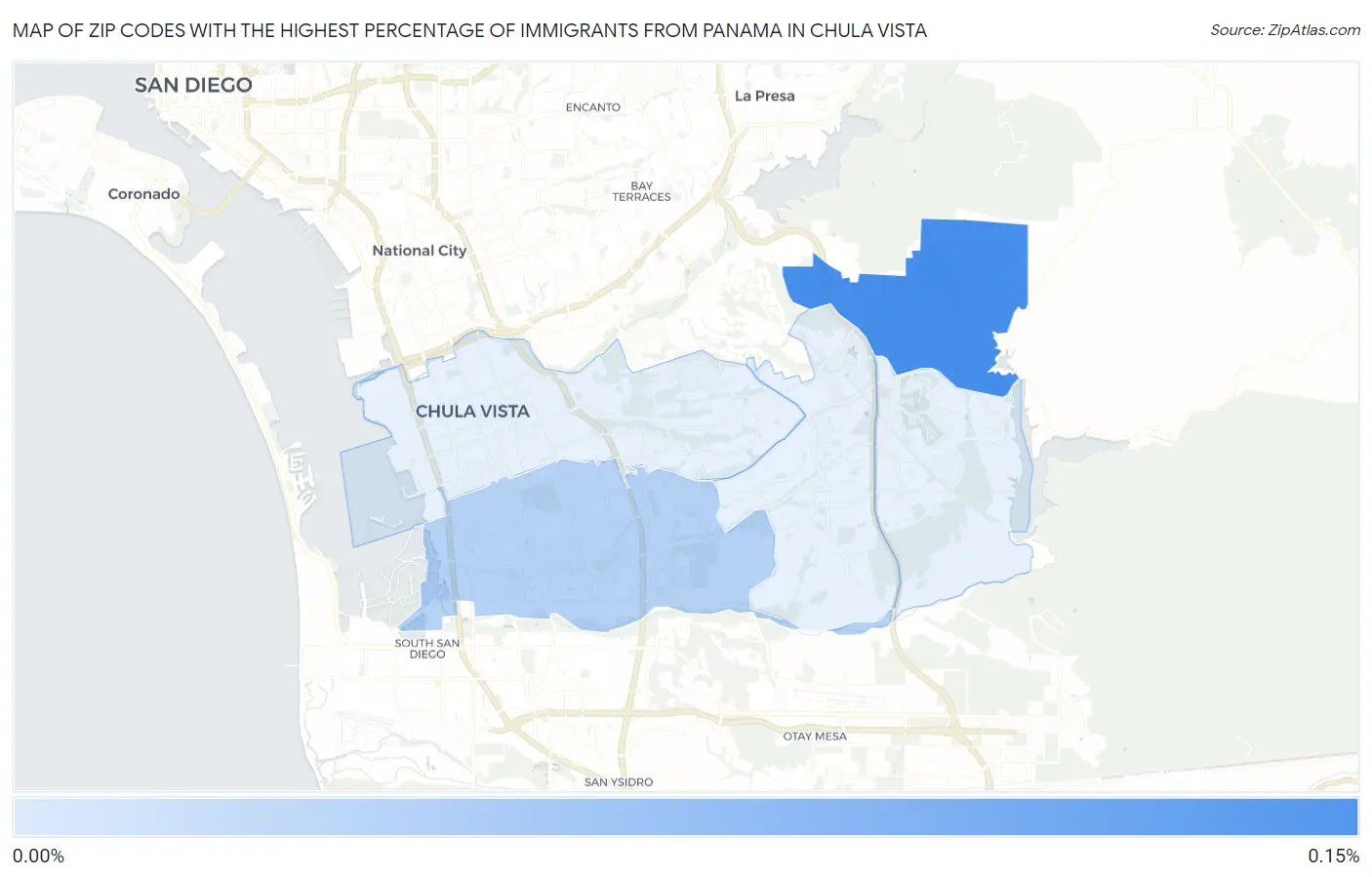 Zip Codes with the Highest Percentage of Immigrants from Panama in Chula Vista Map