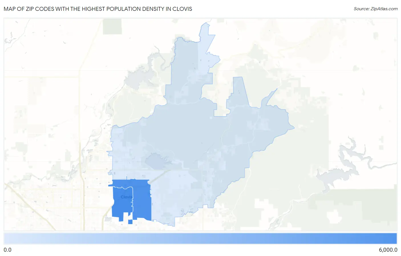 Zip Codes with the Highest Population Density in Clovis Map