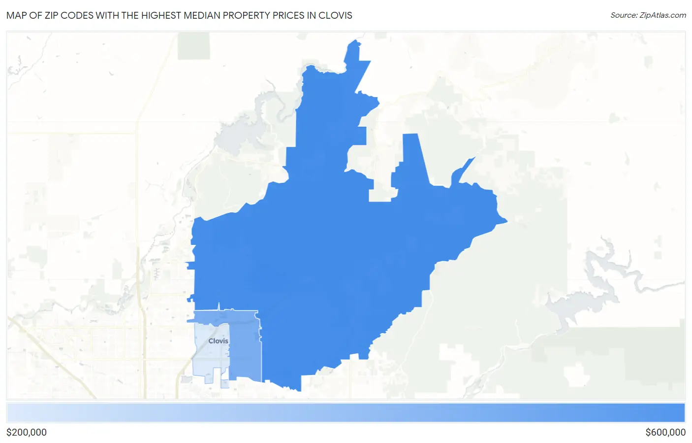 Zip Codes with the Highest Median Property Prices in Clovis Map