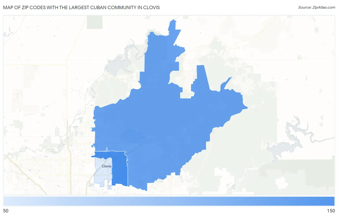 Zip Codes with the Largest Cuban Community in Clovis Map