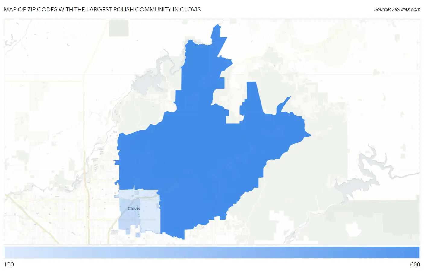 Zip Codes with the Largest Polish Community in Clovis Map