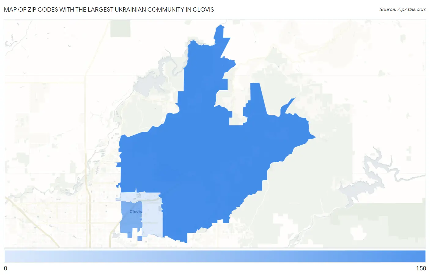 Zip Codes with the Largest Ukrainian Community in Clovis Map