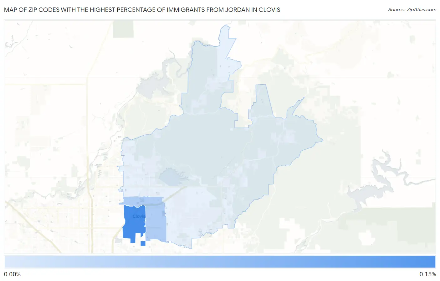 Zip Codes with the Highest Percentage of Immigrants from Jordan in Clovis Map