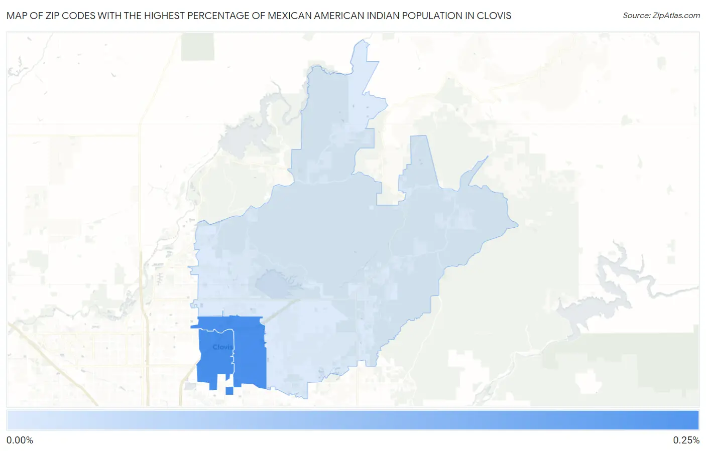 Zip Codes with the Highest Percentage of Mexican American Indian Population in Clovis Map