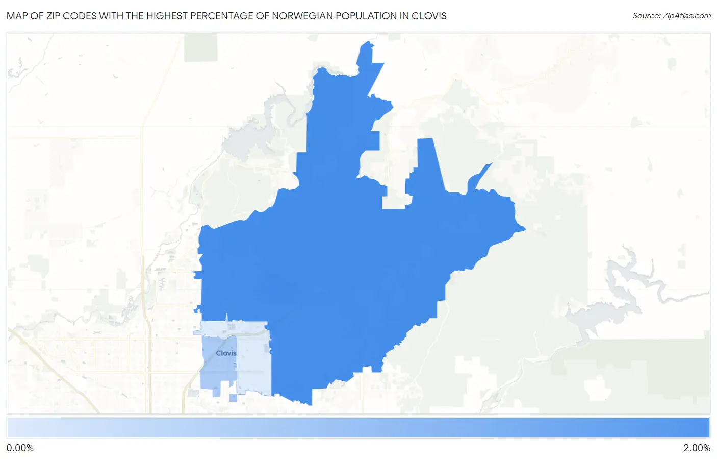 Zip Codes with the Highest Percentage of Norwegian Population in Clovis Map