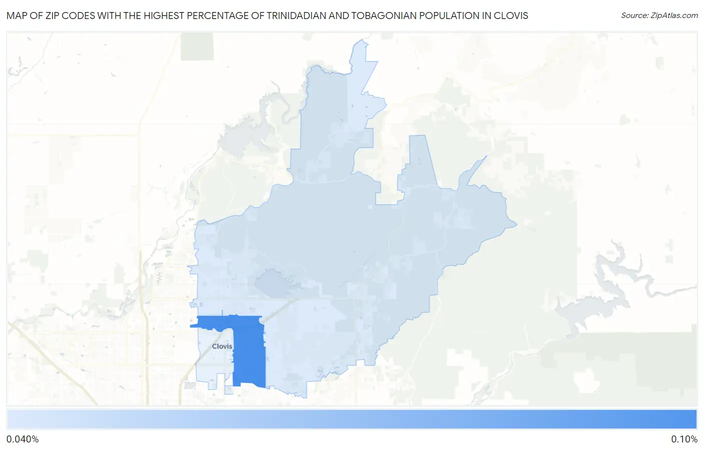 Zip Codes with the Highest Percentage of Trinidadian and Tobagonian Population in Clovis Map