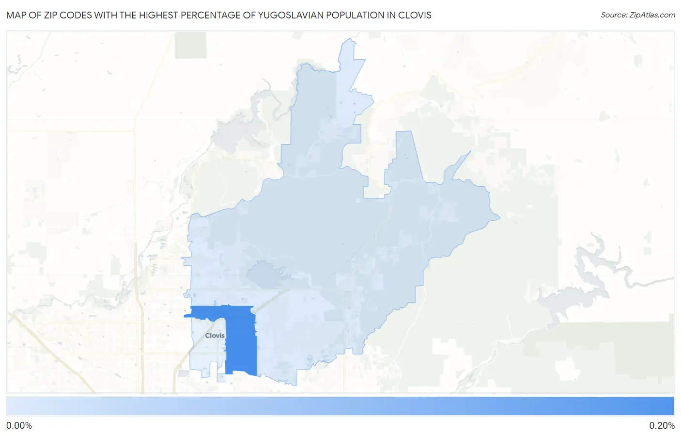 Zip Codes with the Highest Percentage of Yugoslavian Population in Clovis Map