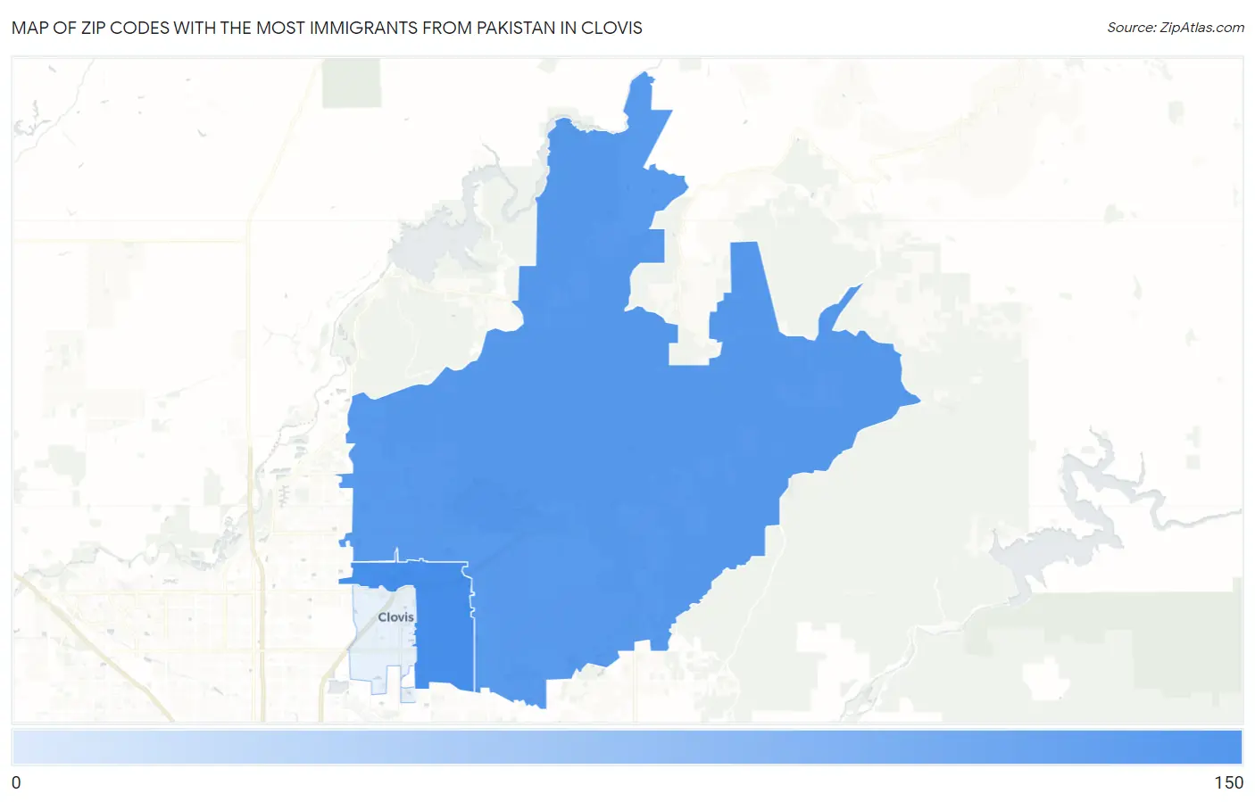 Zip Codes with the Most Immigrants from Pakistan in Clovis Map