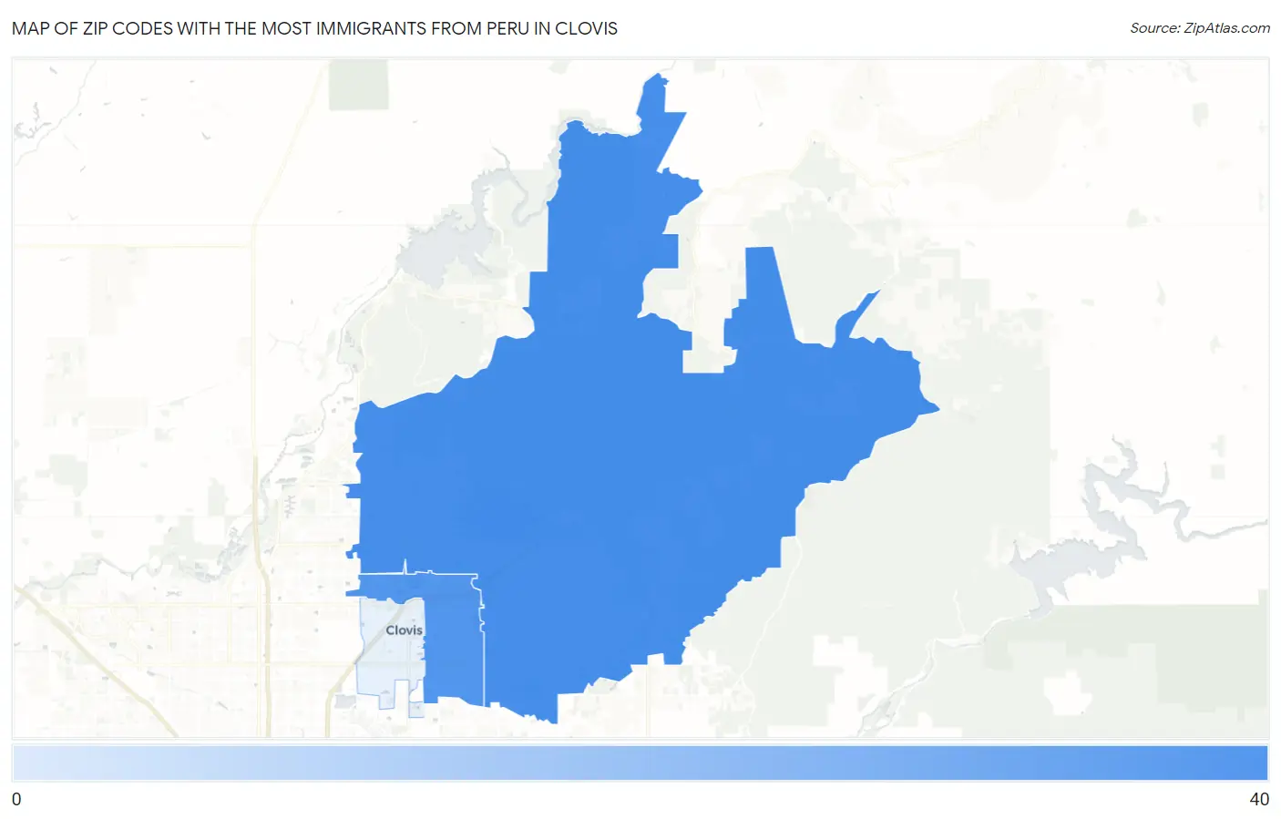 Zip Codes with the Most Immigrants from Peru in Clovis Map