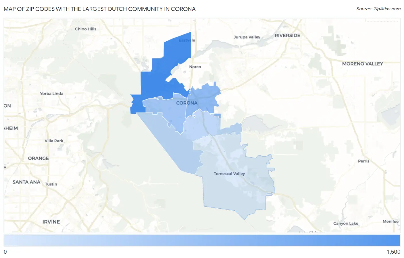 Zip Codes with the Largest Dutch Community in Corona Map