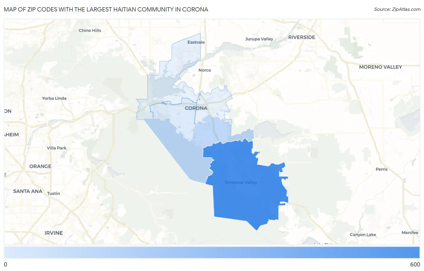 Zip Codes with the Largest Haitian Community in Corona Map