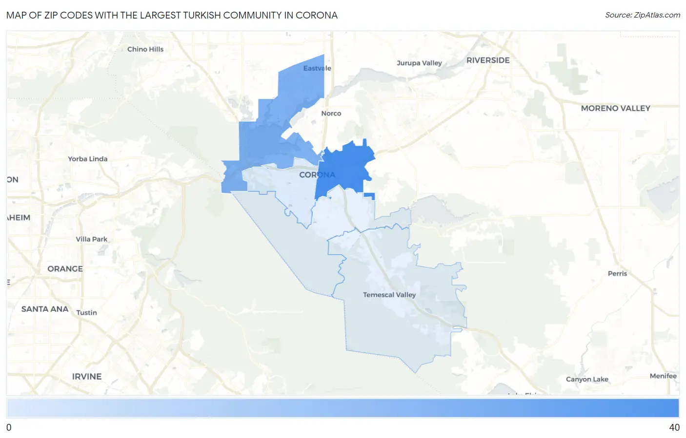 Zip Codes with the Largest Turkish Community in Corona Map