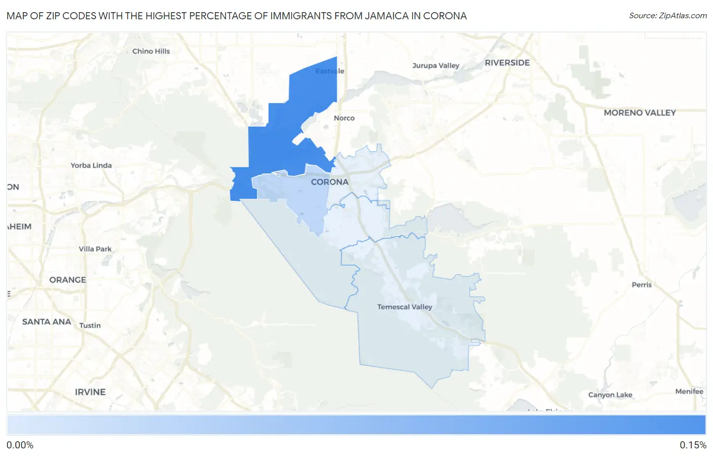 Zip Codes with the Highest Percentage of Immigrants from Jamaica in Corona Map
