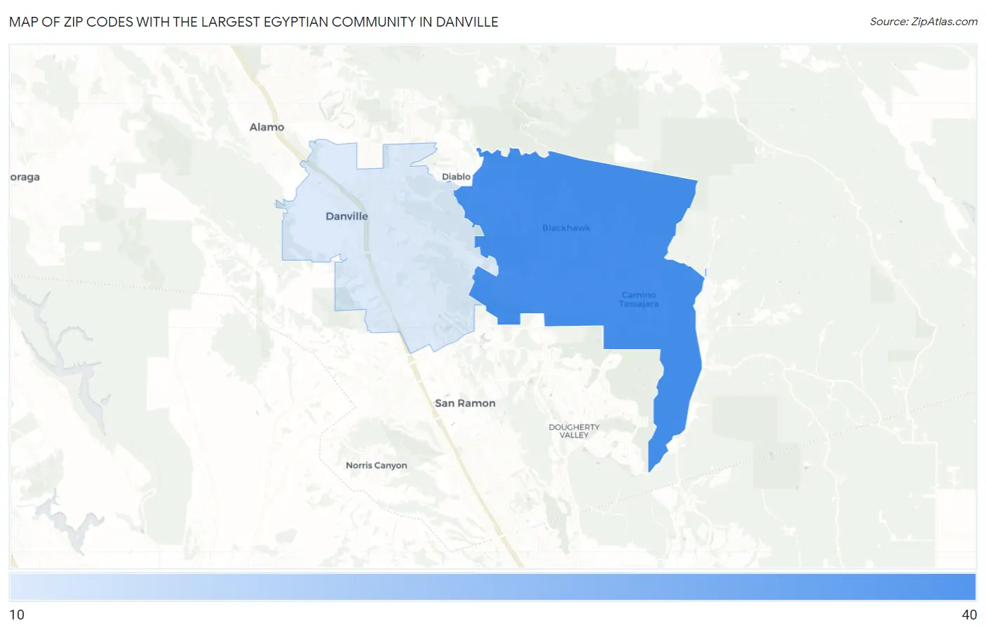 Zip Codes with the Largest Egyptian Community in Danville Map