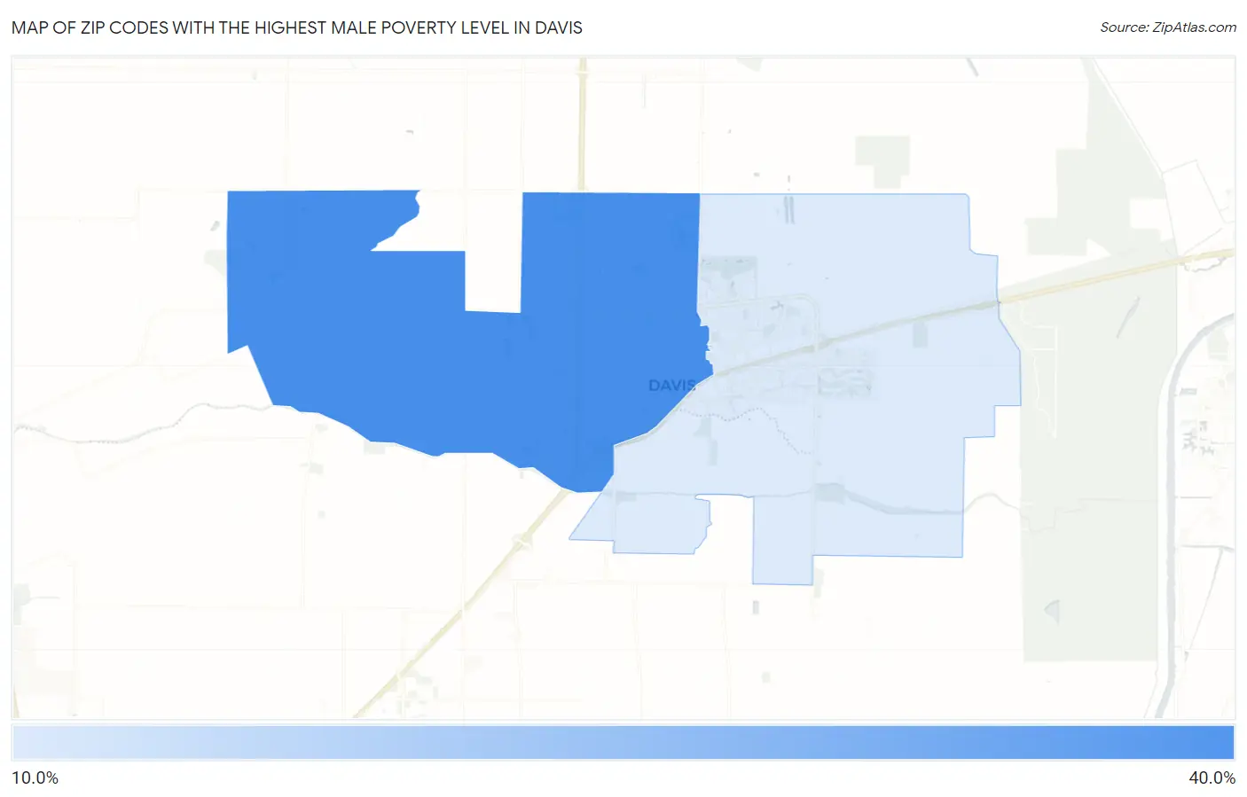 Zip Codes with the Highest Male Poverty Level in Davis Map