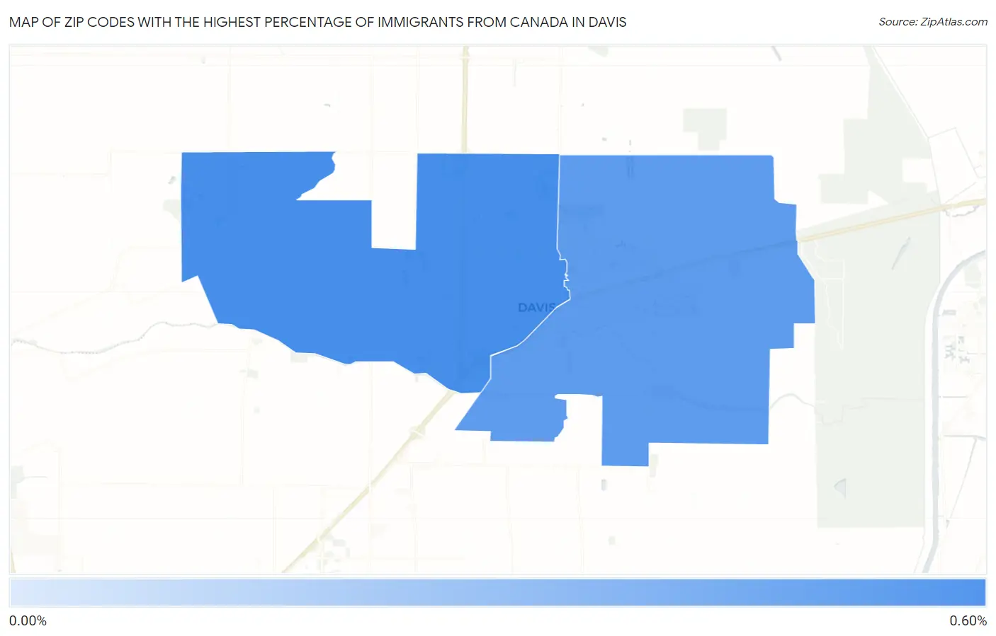 Zip Codes with the Highest Percentage of Immigrants from Canada in Davis Map