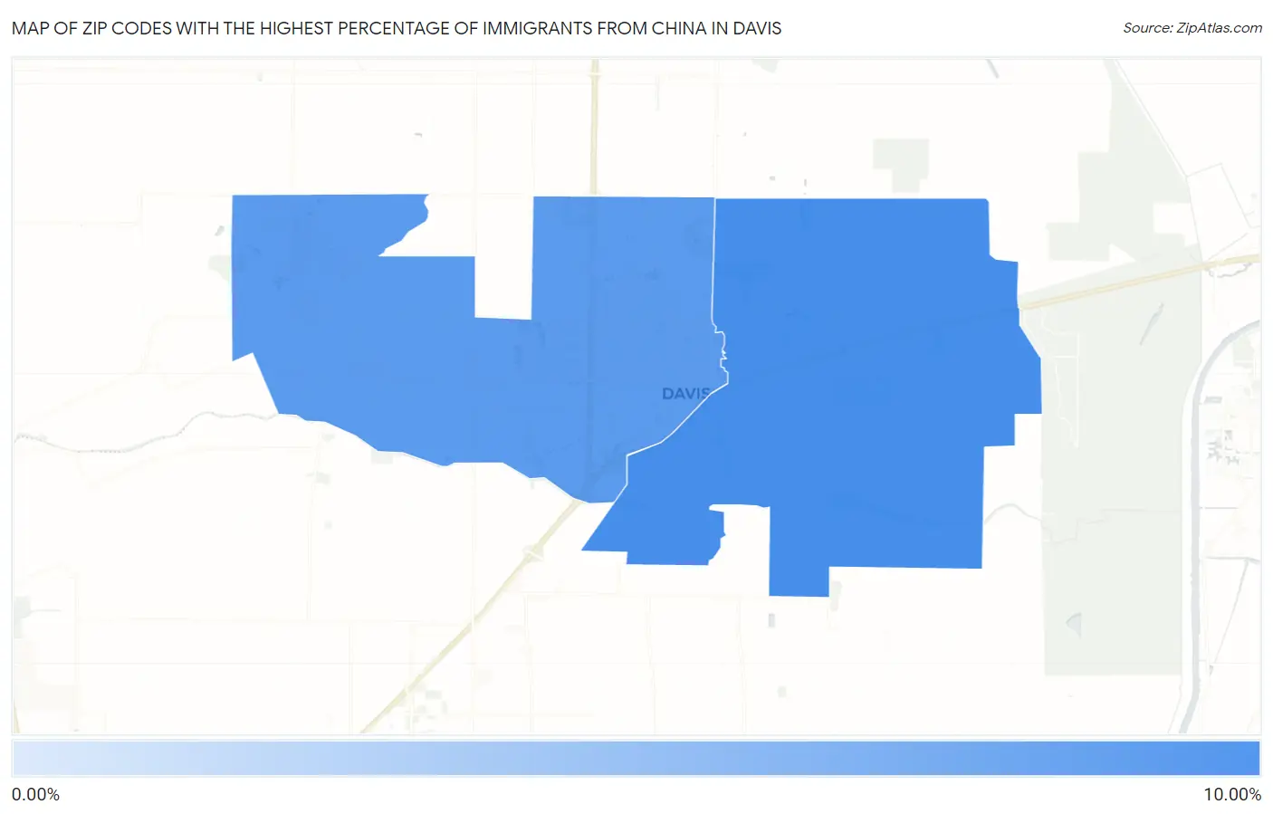 Zip Codes with the Highest Percentage of Immigrants from China in Davis Map