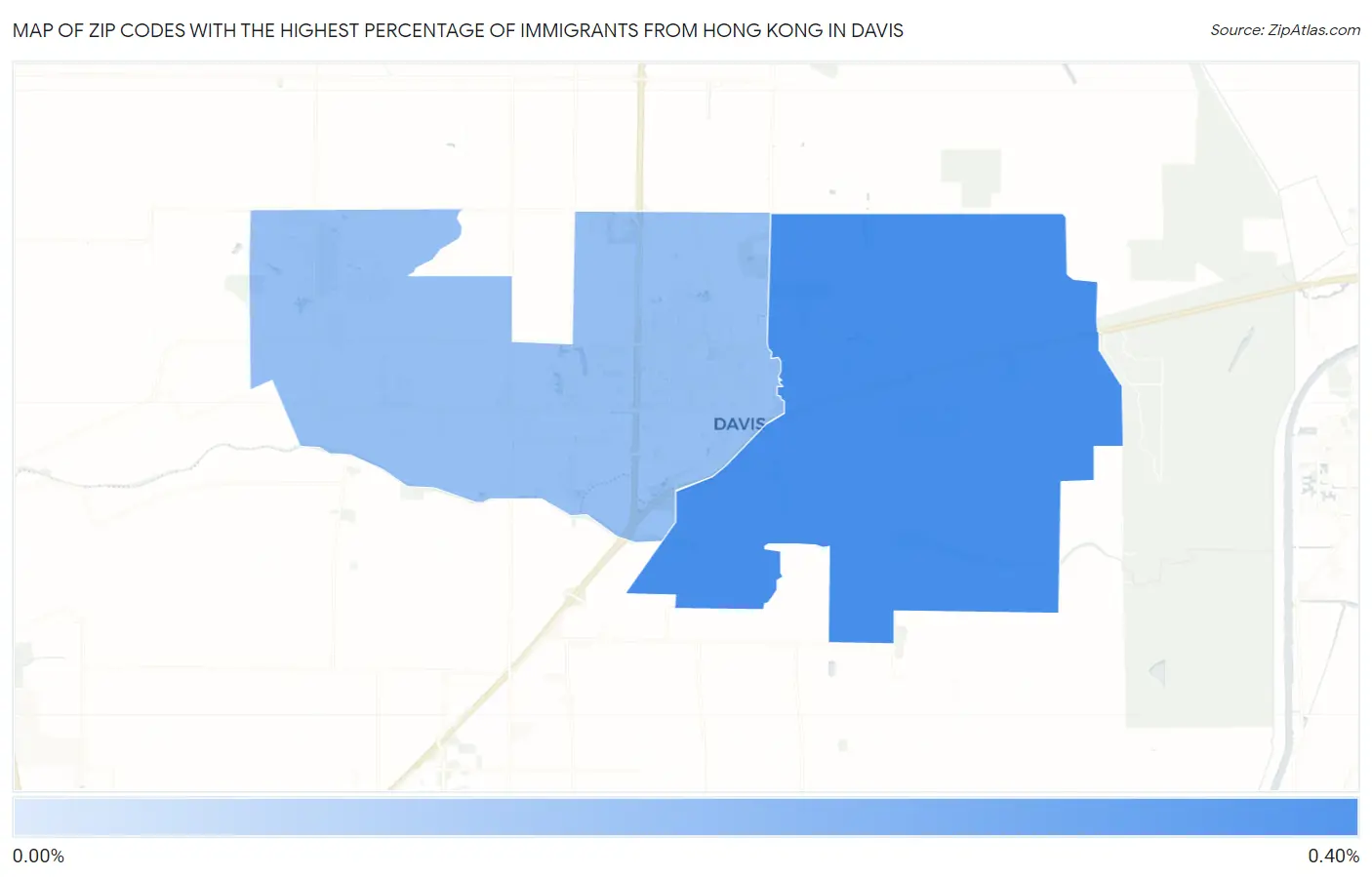 Zip Codes with the Highest Percentage of Immigrants from Hong Kong in Davis Map