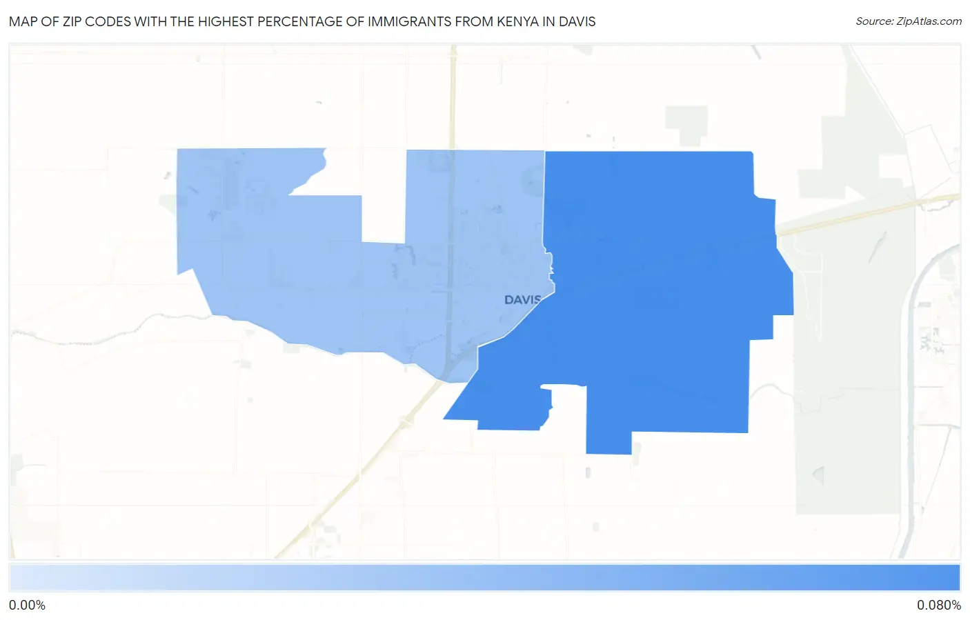 Zip Codes with the Highest Percentage of Immigrants from Kenya in Davis Map