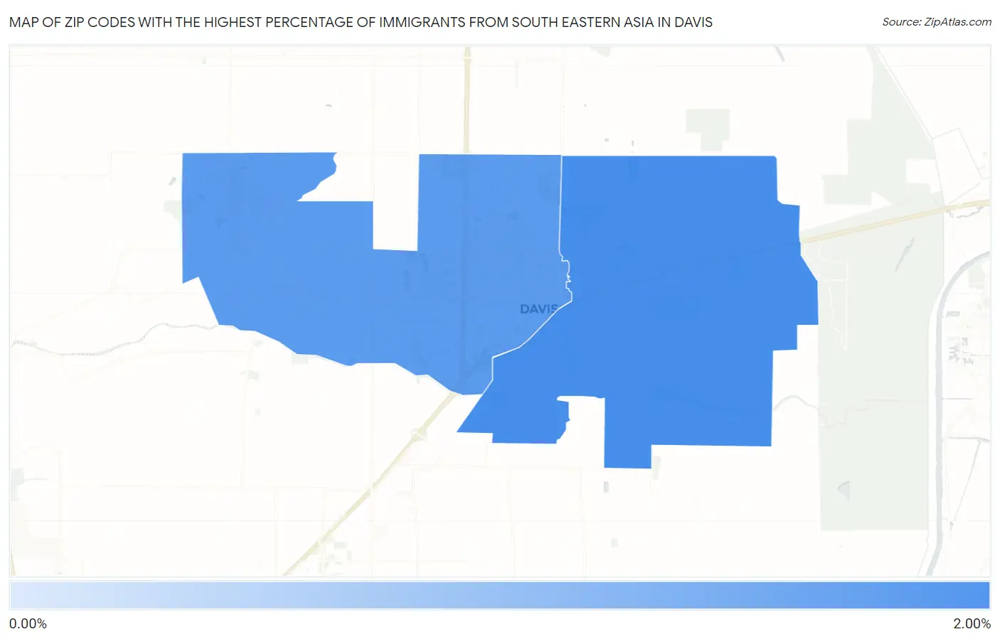Zip Codes with the Highest Percentage of Immigrants from South Eastern Asia in Davis Map