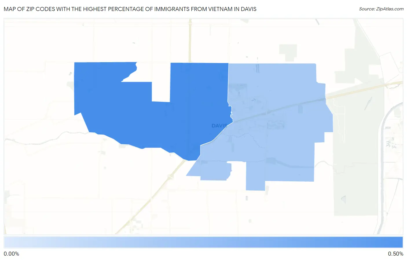Zip Codes with the Highest Percentage of Immigrants from Vietnam in Davis Map