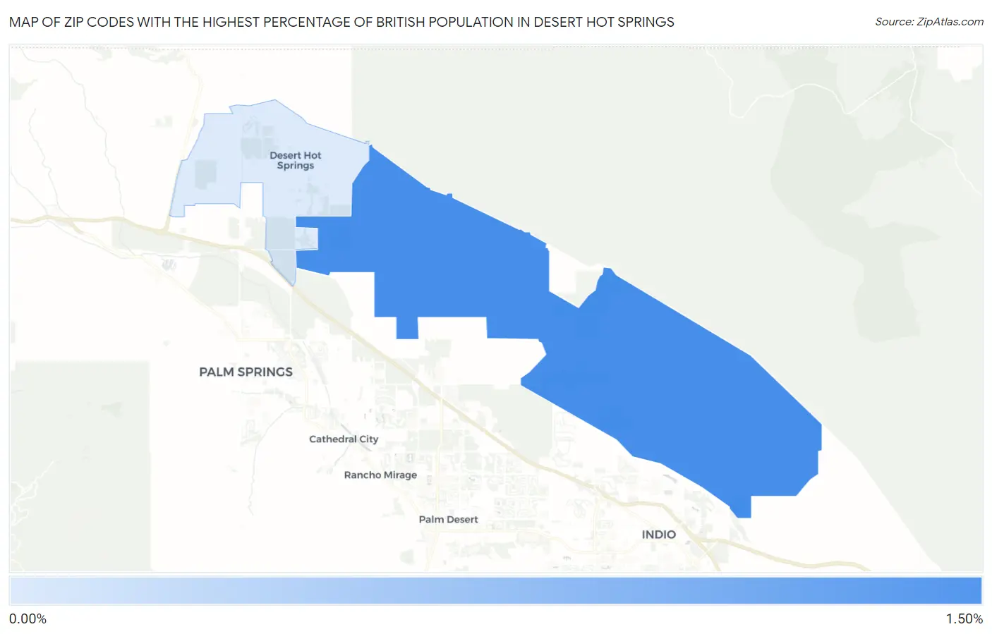 Zip Codes with the Highest Percentage of British Population in Desert Hot Springs Map