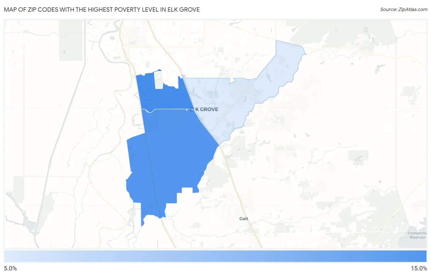 Zip Codes with the Highest Poverty Level in Elk Grove Map