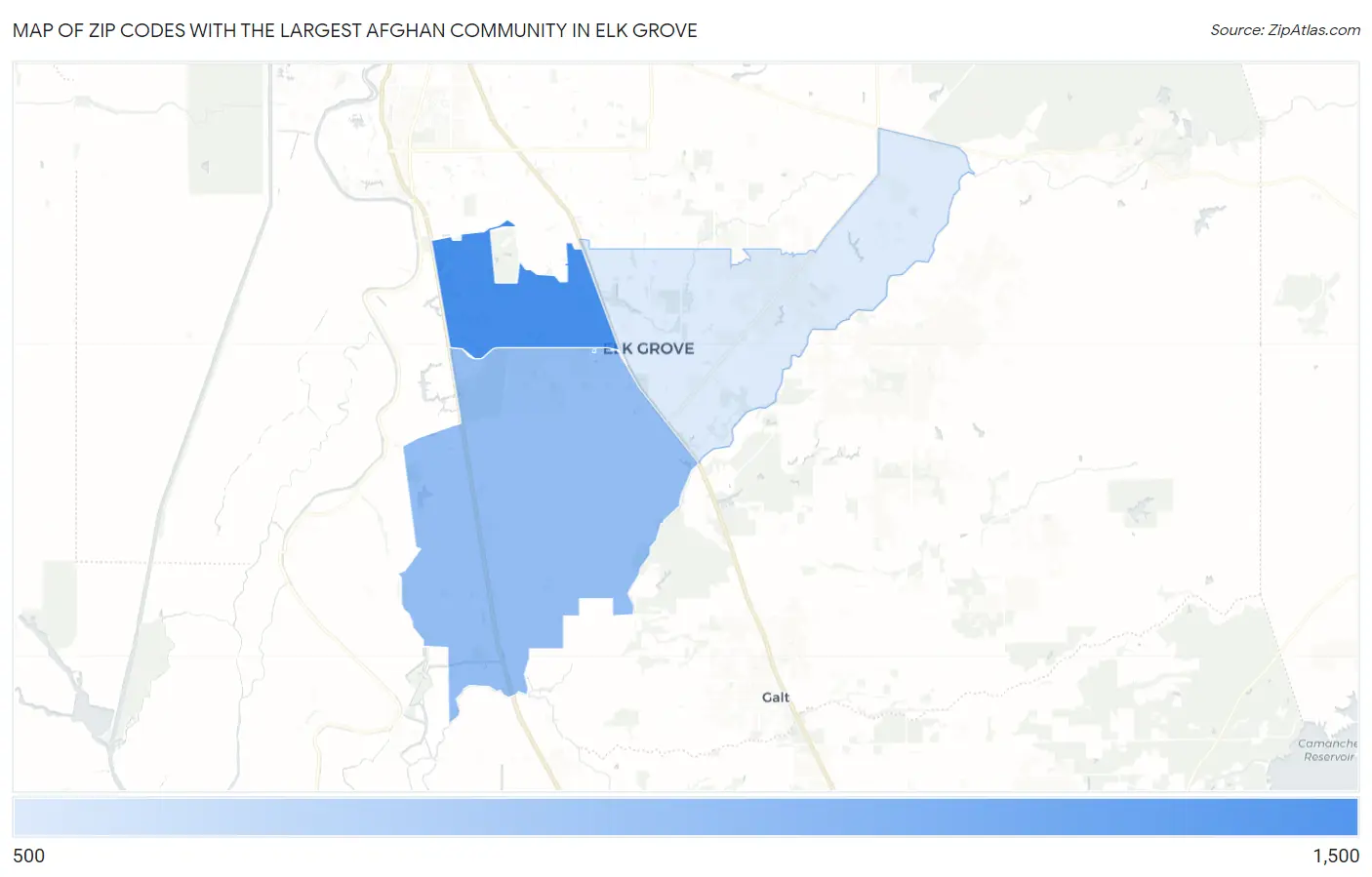 Zip Codes with the Largest Afghan Community in Elk Grove Map