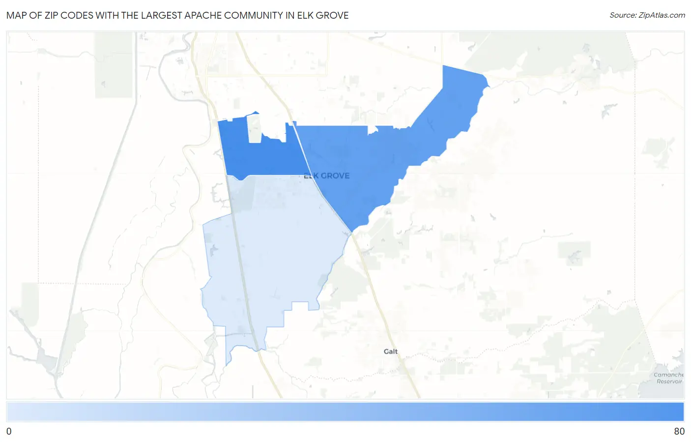 Zip Codes with the Largest Apache Community in Elk Grove Map
