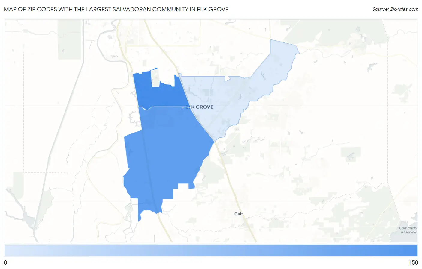 Zip Codes with the Largest Salvadoran Community in Elk Grove Map