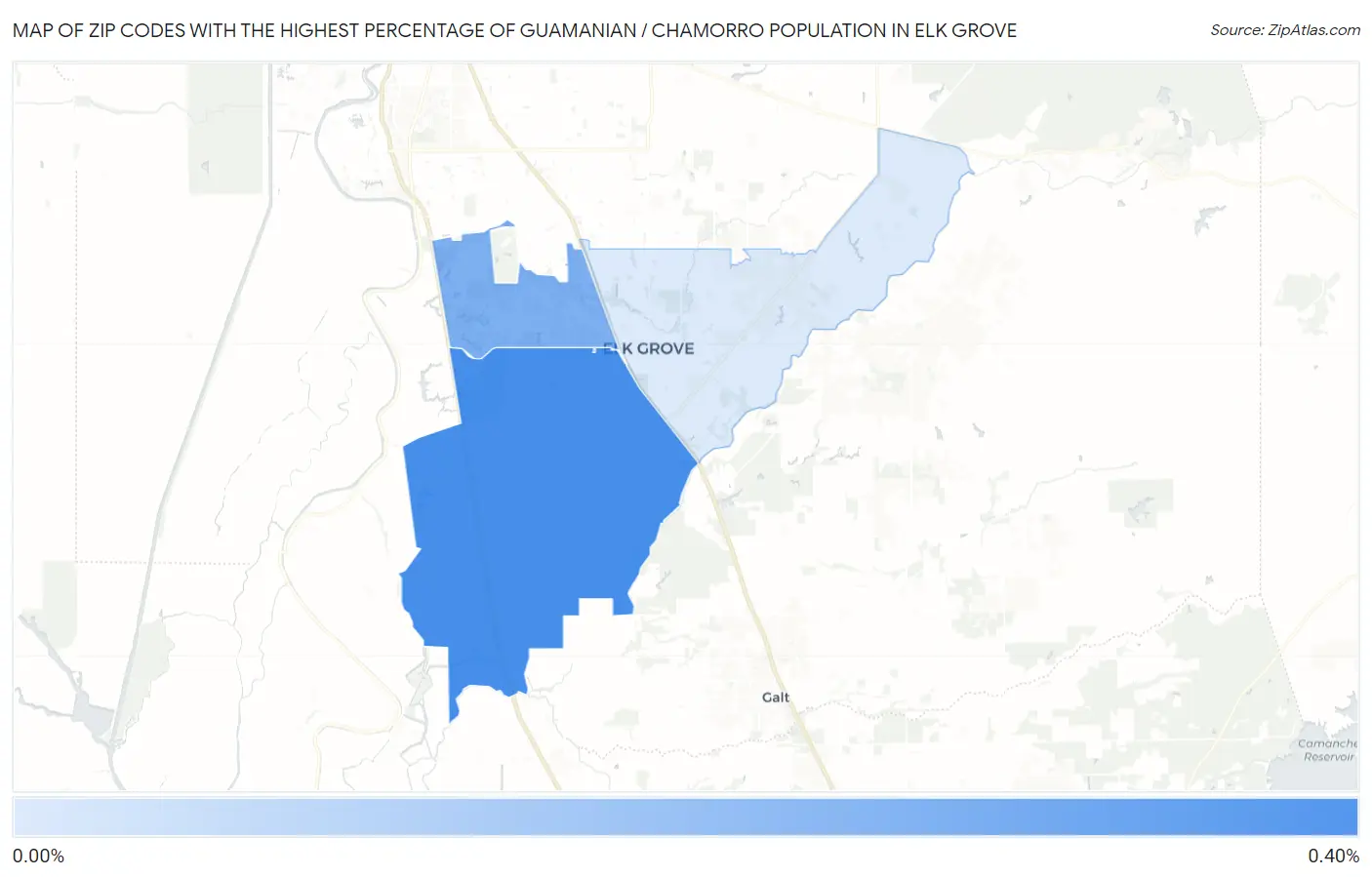 Zip Codes with the Highest Percentage of Guamanian / Chamorro Population in Elk Grove Map