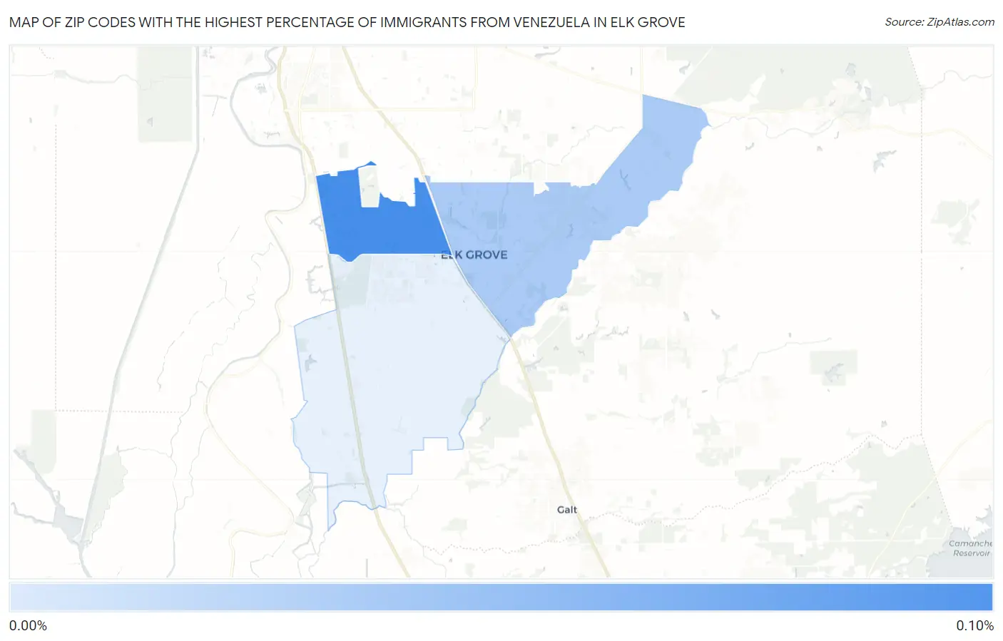 Zip Codes with the Highest Percentage of Immigrants from Venezuela in Elk Grove Map