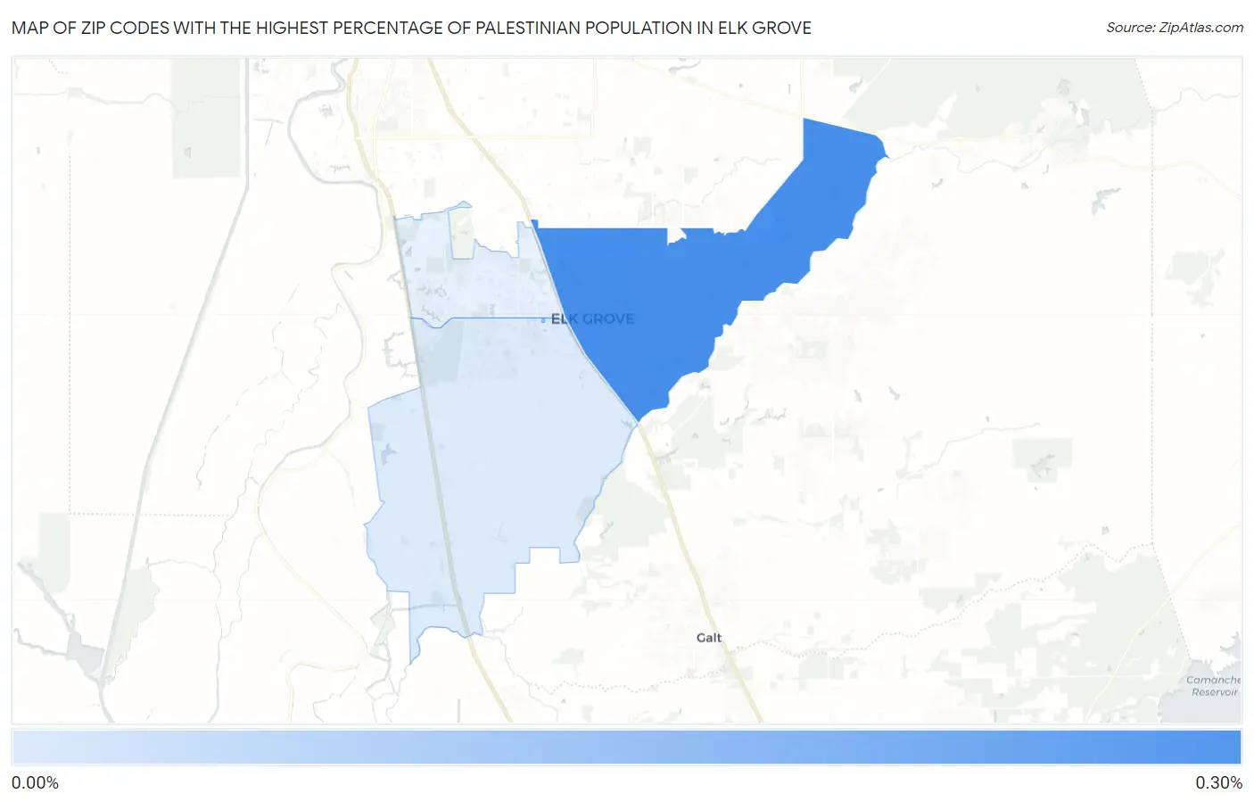 Zip Codes with the Highest Percentage of Palestinian Population in Elk Grove Map