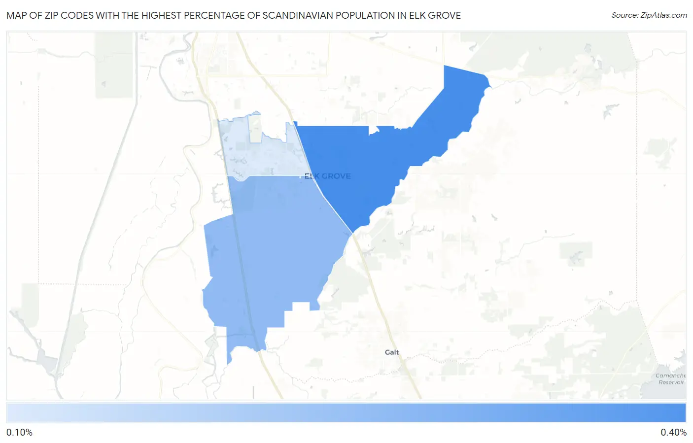 Zip Codes with the Highest Percentage of Scandinavian Population in Elk Grove Map