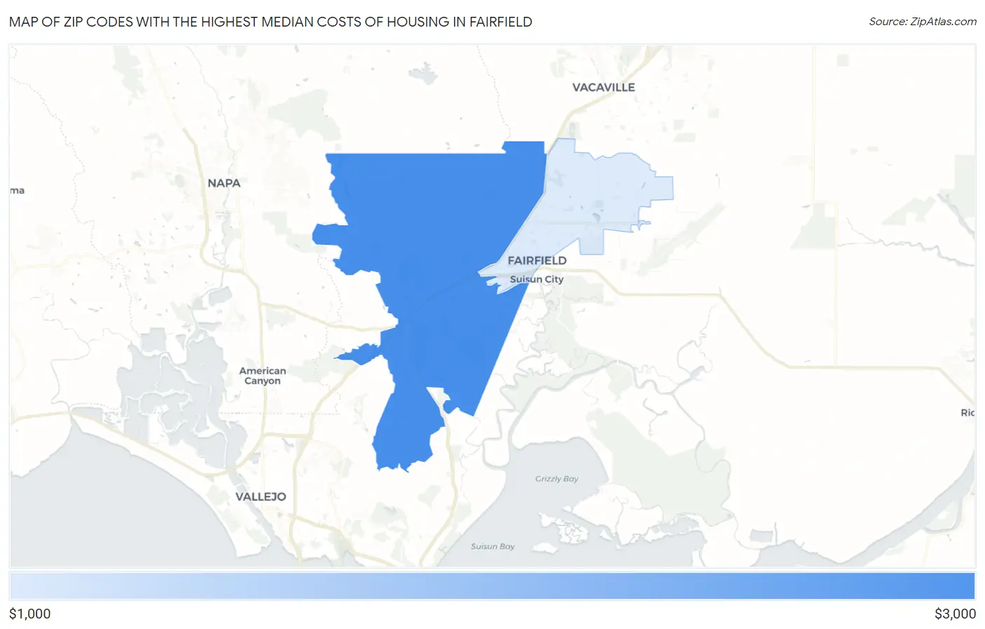 Zip Codes with the Highest Median Costs of Housing in Fairfield Map