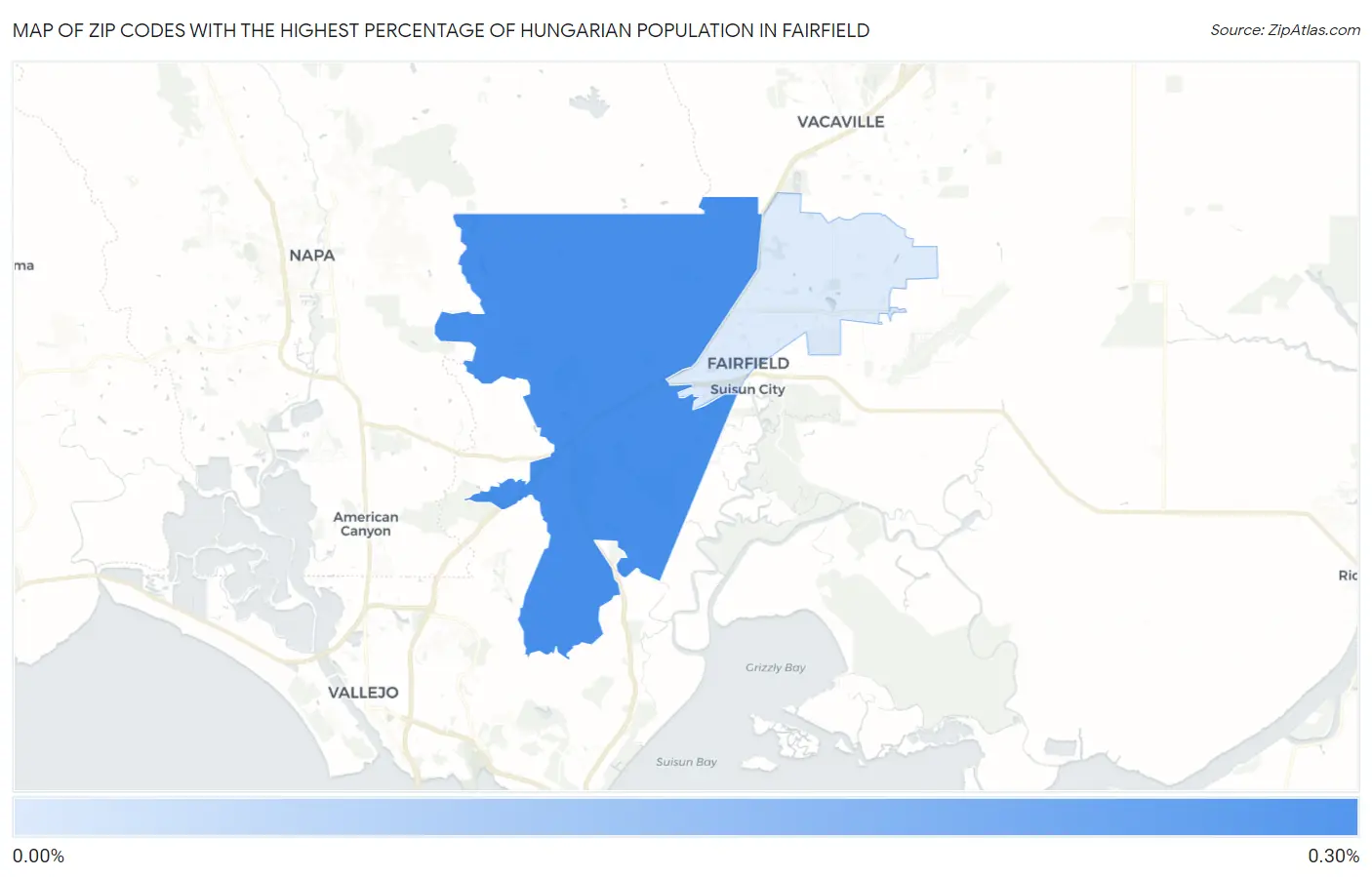 Zip Codes with the Highest Percentage of Hungarian Population in Fairfield Map