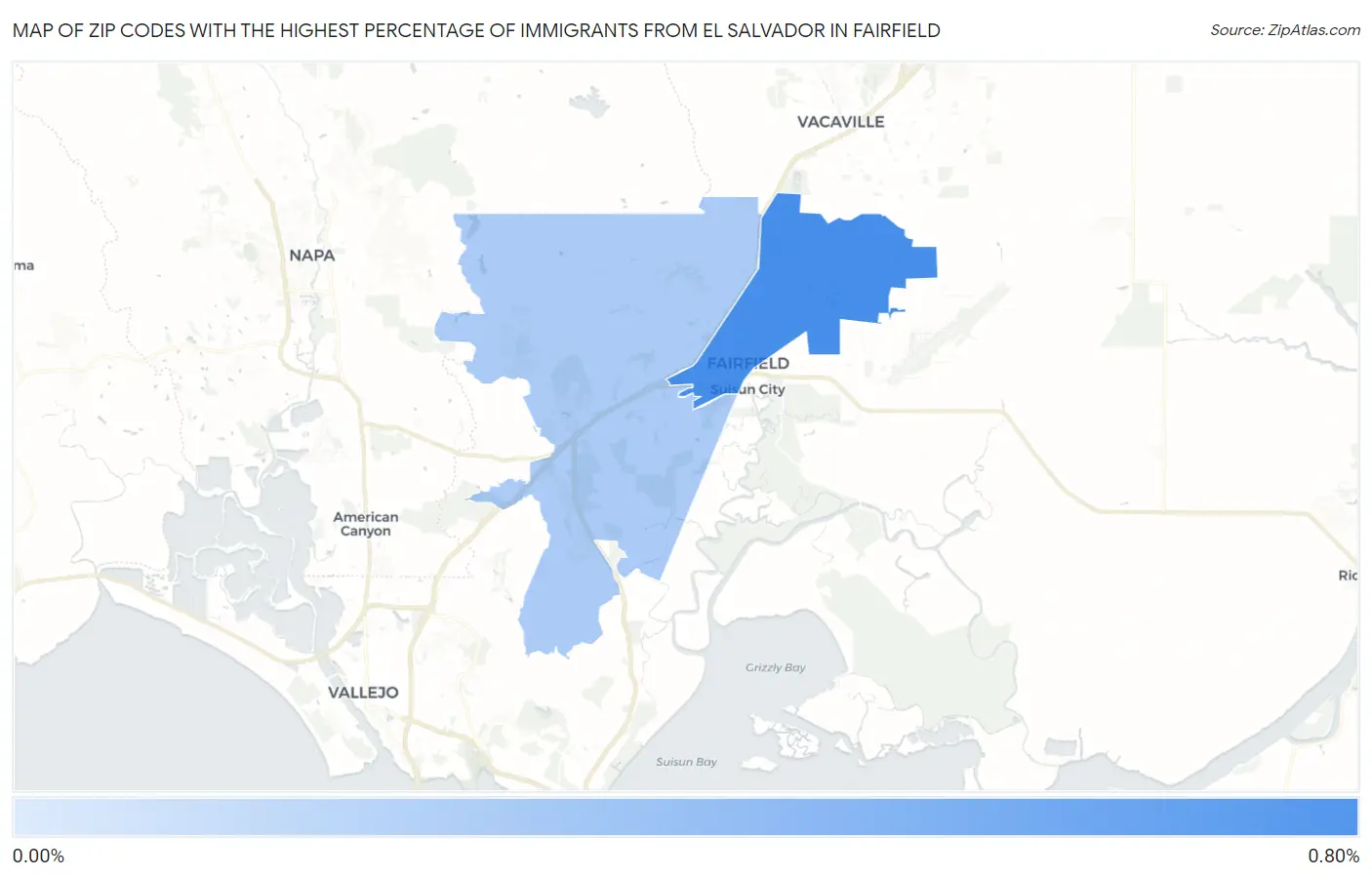 Zip Codes with the Highest Percentage of Immigrants from El Salvador in Fairfield Map