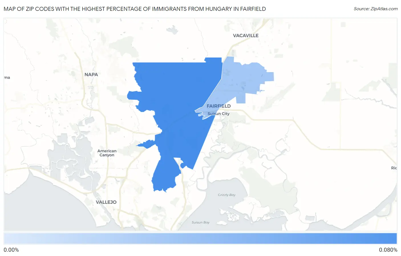 Zip Codes with the Highest Percentage of Immigrants from Hungary in Fairfield Map