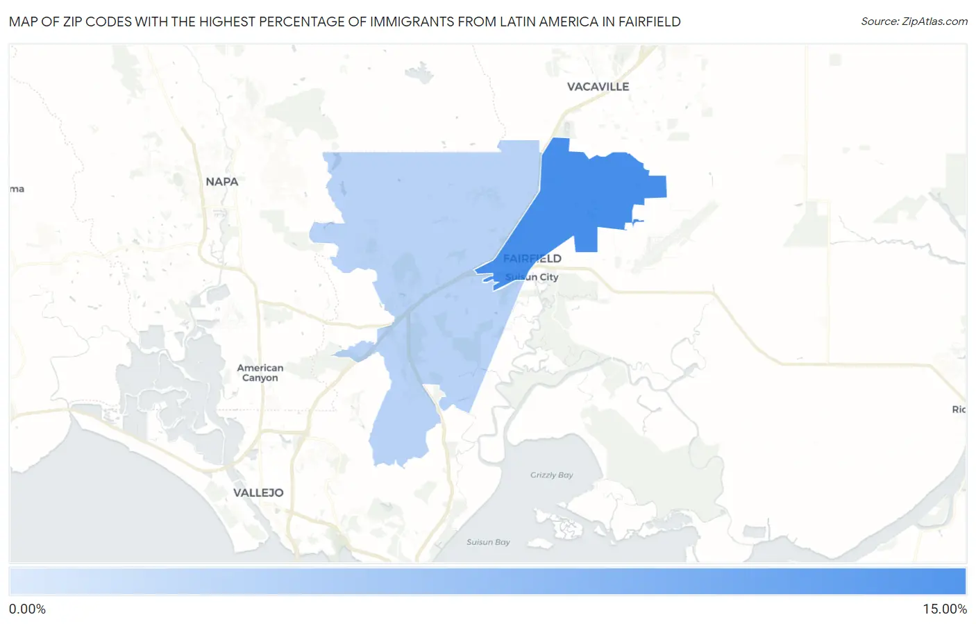 Zip Codes with the Highest Percentage of Immigrants from Latin America in Fairfield Map