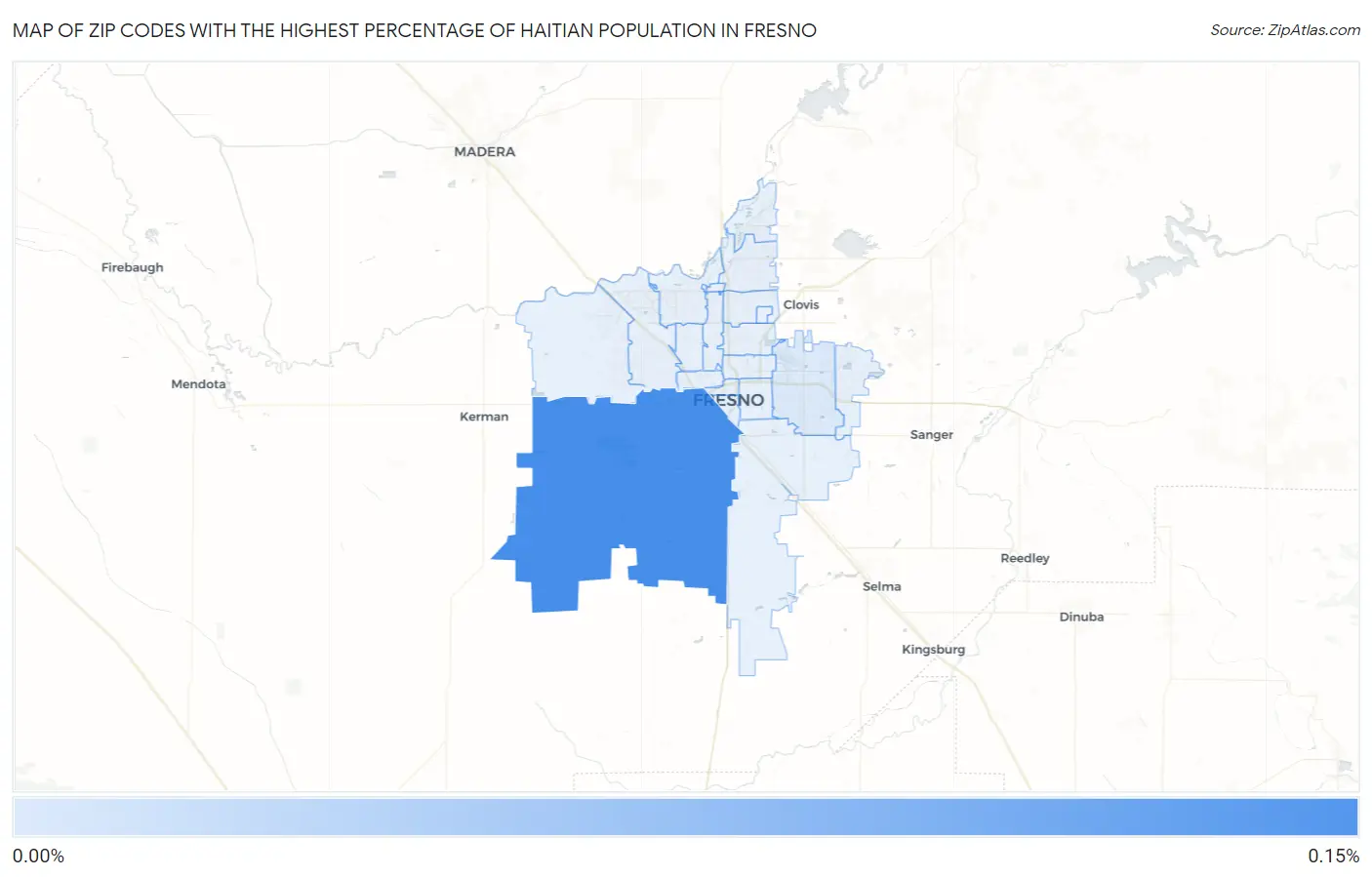 Zip Codes with the Highest Percentage of Haitian Population in Fresno Map