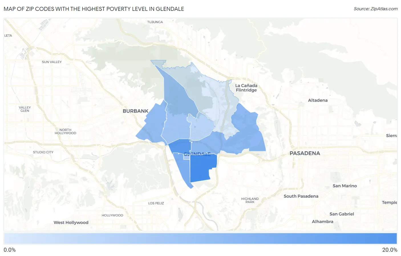 Zip Codes with the Highest Poverty Level in Glendale Map