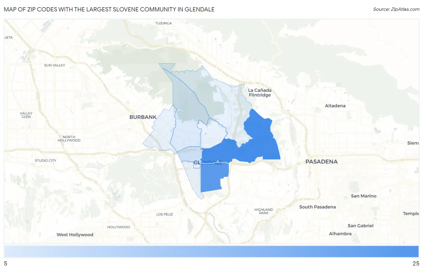 Zip Codes with the Largest Slovene Community in Glendale Map