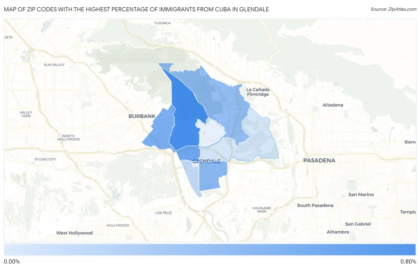 Zip Codes with the Highest Percentage of Immigrants from Cuba in Glendale Map