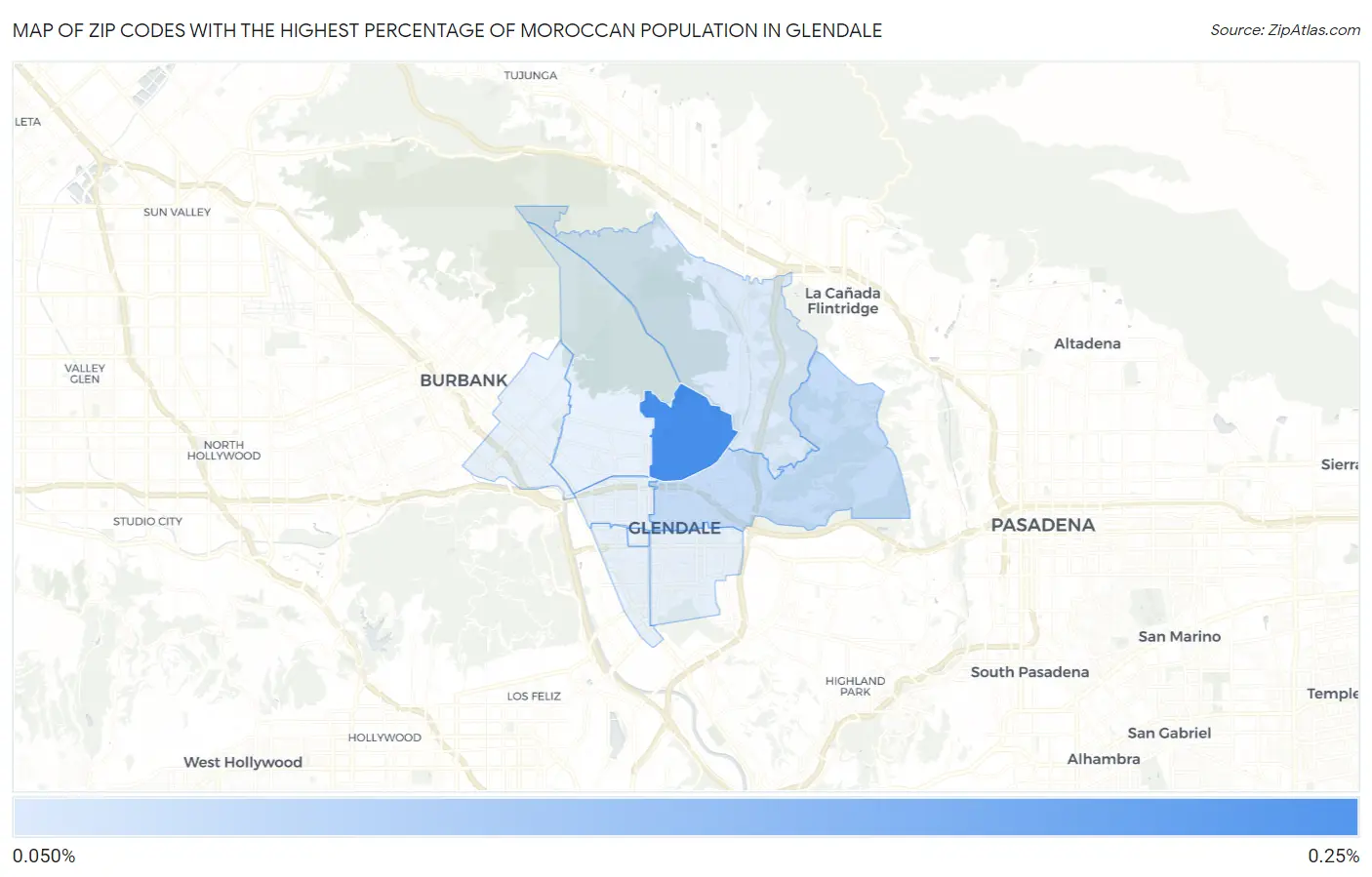 Zip Codes with the Highest Percentage of Moroccan Population in Glendale Map
